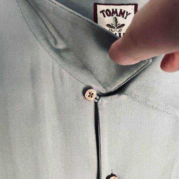 Tommy Bahama 100% Silk Shirt Men's XL Green Tropical Short Sleeve Button Up - Picture 6 of 13